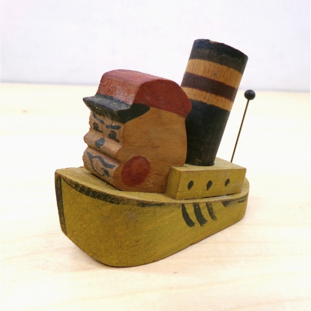 Little Toot‎ by Hardy Gramatky Wooden Hand Made Toy Tugboat circa 1939